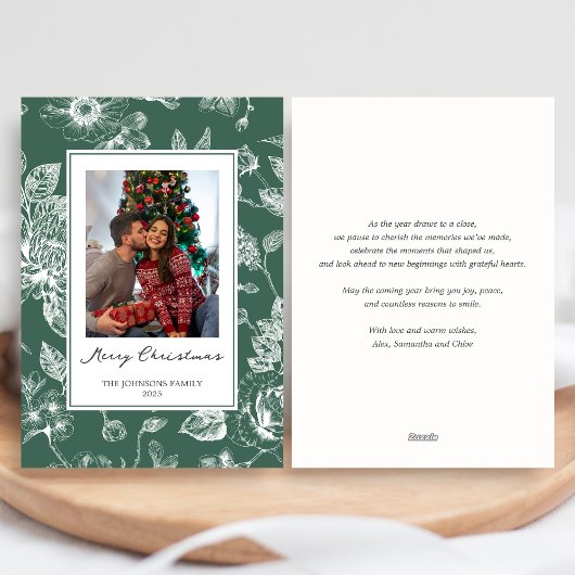 Botanical Christmas Holiday Photo 招待状