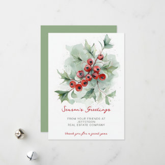 Botanical Christmas Holidays Company Business  シーズンカード