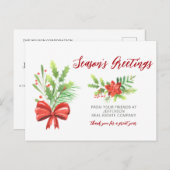 Botanical Christmas Holidays Company Business  シーズンポストカード (正面/裏面)