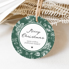 Botanical Christmas Round Favor Tags フェイバータグ