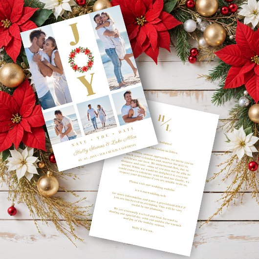 Botanical Christmas Wreath Initials 5 Photos セーブザデート