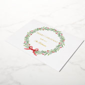 Botanical Christmas Wreath Modern Gold Script 箔シーズンカード (回転した状態)