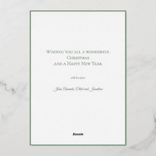 Botanical Christmas Wreath Modern Gold Script 箔シーズンカード (裏面)