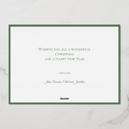 Botanical Christmas Wreath Modern Gold Script 箔シーズンカード (裏面)