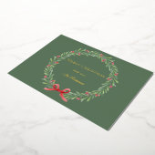 Botanical Christmas Wreath Modern Gold Script 箔シーズンカード (回転した状態)