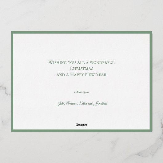 Botanical Christmas Wreath Modern Gold Script 箔シーズンカード (裏面)