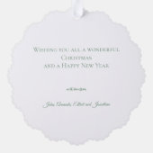 Botanical Christmas Wreath Modern Script オーナメントカード (裏面)