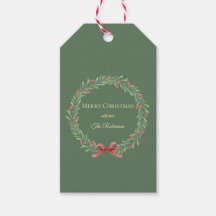 Botanical Christmas Wreath Modern Script 