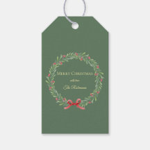 Botanical Christmas Wreath Modern Script 