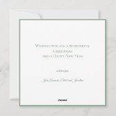 Botanical Christmas Wreath Modern Script シーズンカード (裏面)