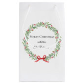 Botanical Christmas Wreath Modern Script  スモールペーパーバッグ (裏面)