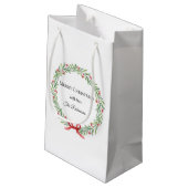 Botanical Christmas Wreath Modern Script  スモールペーパーバッグ (裏面アングル)