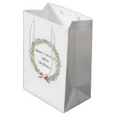 Botanical Christmas Wreath Modern Script ミディアムペーパーバッグ (裏面アングル)