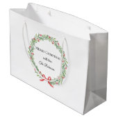 Botanical Christmas Wreath Modern Script  ラージペーパーバッグ (裏面アングル)