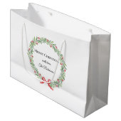 Botanical Christmas Wreath Modern Script  ラージペーパーバッグ (正面アングル)