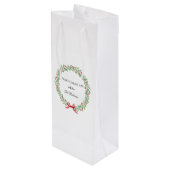 Botanical Christmas Wreath Modern Script  ワインギフトバッグ (裏面アングル)