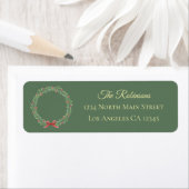 Botanical Christmas Wreath Modern Script Address ラベル (インサイチュ)