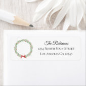 Botanical Christmas Wreath Modern Script Address ラベル (インサイチュ)