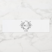 botanical classic typography monogram wedding  ペットボトルラベル (シングルラベル)
