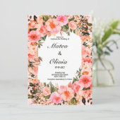 Botanical colorful blossom floral Wedding 招待状 (スタンド正面)