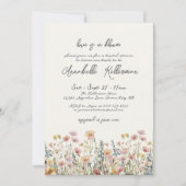 Botanical Colorful Wildflowers Bridal Shower 招待状 (正面)