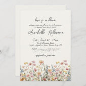Botanical Colorful Wildflowers Bridal Shower 招待状 (正面/裏面)