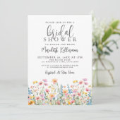 Botanical Colorful Wildflowers Bridal Shower 招待状 (スタンド正面)