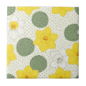 Botanical Daffodil Floral Geometric Pattern (1) タイル (正面)