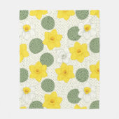 Botanical Daffodil Floral Geometric Pattern (1) フリースブランケット (正面)