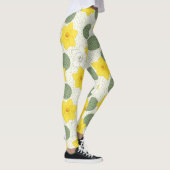 Botanical Daffodil Floral Geometric Pattern (1) レギンス (右)