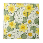 Botanical Daffodil Floral Geometric Pattern (3) タイル (正面)