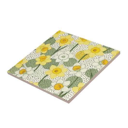Botanical Daffodil Floral Geometric Pattern (3) タイル (側面)