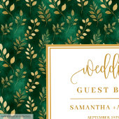 Botanical Dark Green And Gold Wedding Guest Book ゲストブック