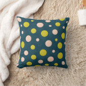 Botanical Deep Teal, Chartreuse & Blush Polka Dots クッション (ブランケット)