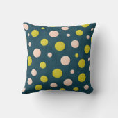 Botanical Deep Teal, Chartreuse & Blush Polka Dots クッション (裏面)