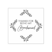 Botanical Diamond with Branches in Black ラバースタンプ (インプリント)