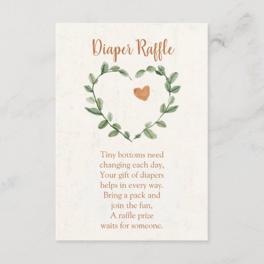 Botanical Diaper Raffle Card – Minimal Eucalyptus エンクロージャーカード (正面)