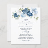 Botanical Dusty Blue Floral Wedding Invitation (正面)