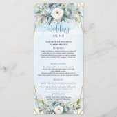 Botanical Dusty Blue Greenery Frame Wedding Menu メニュー (正面)