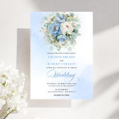 Botanical Dusty Blue White Peony Wedding Invites 招待状