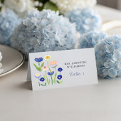 Botanical Dusty Blue Wildflower Baby Shower プレイスカード