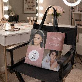 Botanical Dusty Rose Boho Photo White Script Logo トートバッグ