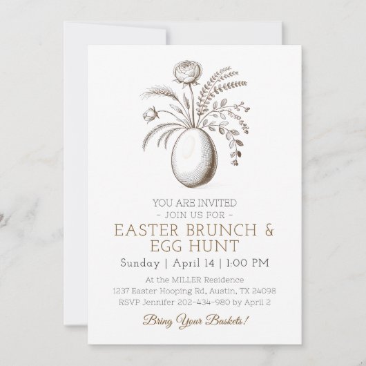 Botanical Easter Brunch Egg Hunt Invitation 招待状 (正面)