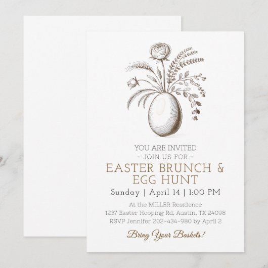 Botanical Easter Brunch Egg Hunt Invitation 招待状 (正面/裏面)
