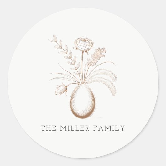 Botanical Easter Personalized Round Sticker ラウンドシール (正面)
