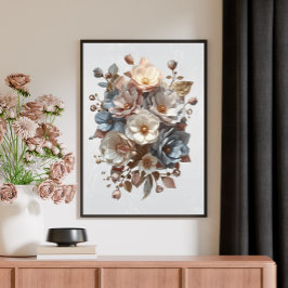 Botanical Elegant 3D Floral Art キャンバスプリント