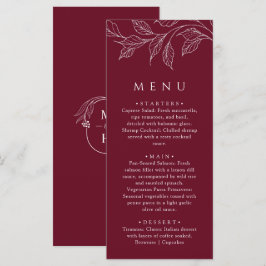 Botanical Elegant Burgundy Wedding Dinner メニュー