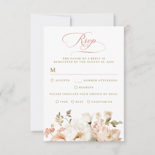 Botanical Elegant Floral Wedding RSVP Cards (正面)