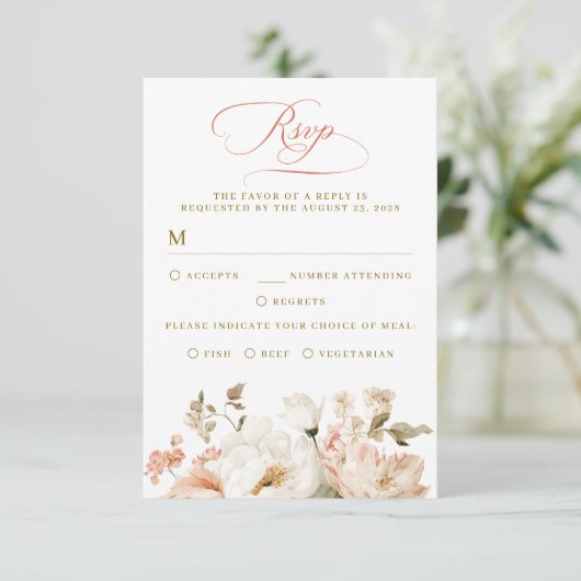 Botanical Elegant Floral Wedding RSVP Cards (スタンド正面)
