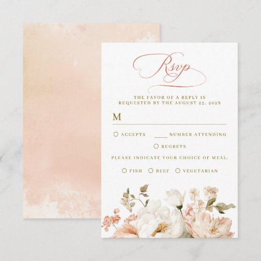 Botanical Elegant Floral Wedding RSVP Cards (正面/裏面)